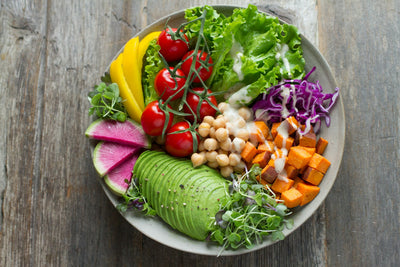 A vegetarian Indian protein spread — paneer, soya chunks, curd and dal